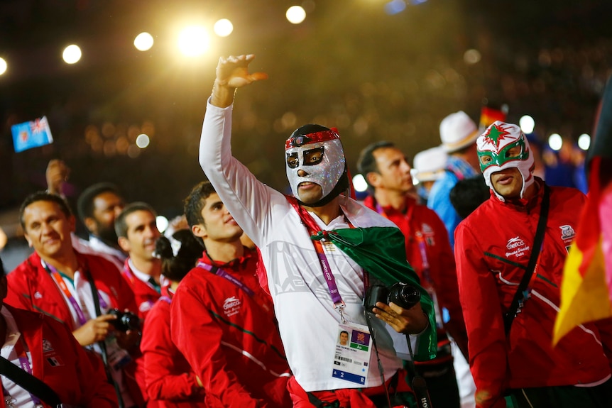 Mexico's Erick Osornio Nunez, Taekwondo athlete, marches in at the closing ceremony of the London 2012 Olympic Games