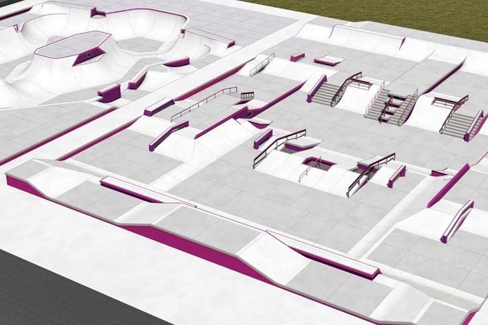 A design of the skatepark to be used at the Tokyo Olympics.