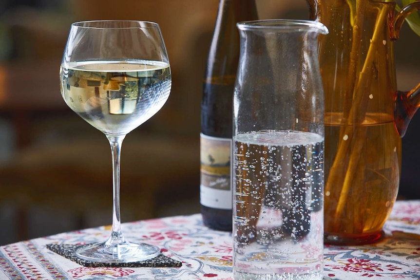 Riesling spritz on a table to depict a collection of low-alcohol cocktail recipes.