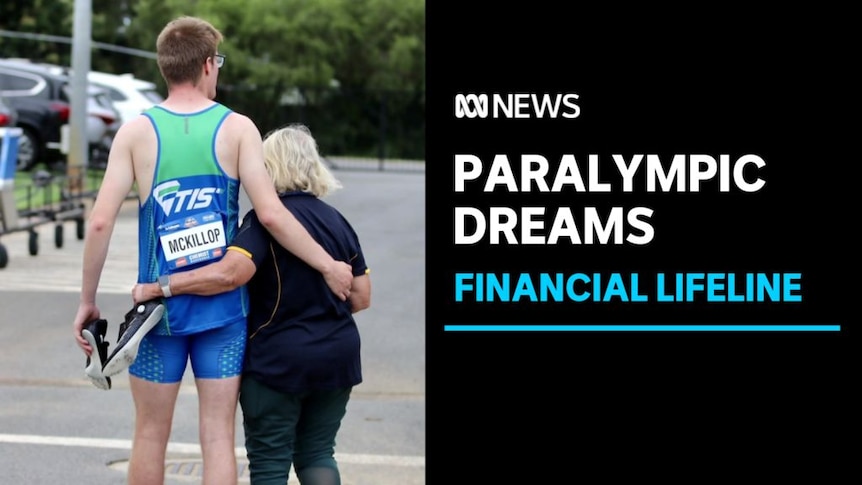 Paralympic Dreams, Financial Lifeline: A man in atheltic clothes and a woman in tracksuit walk with their arms around eah other