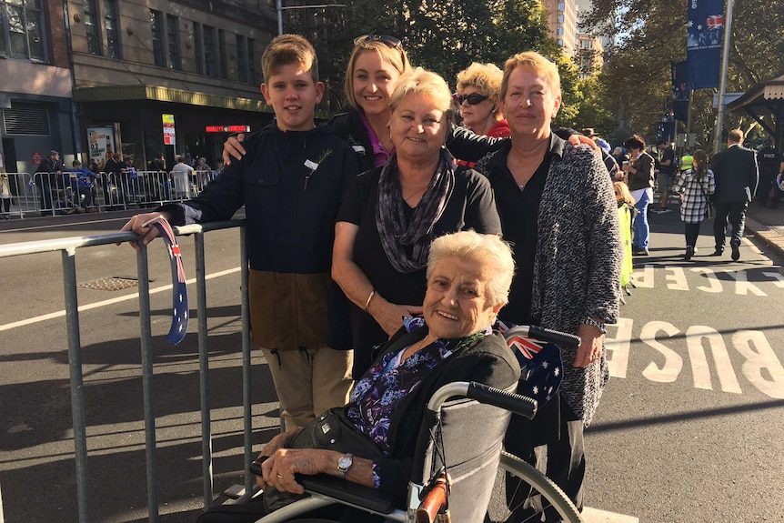 Four generations of the Smith family watched the Anzac Day march in Sydney