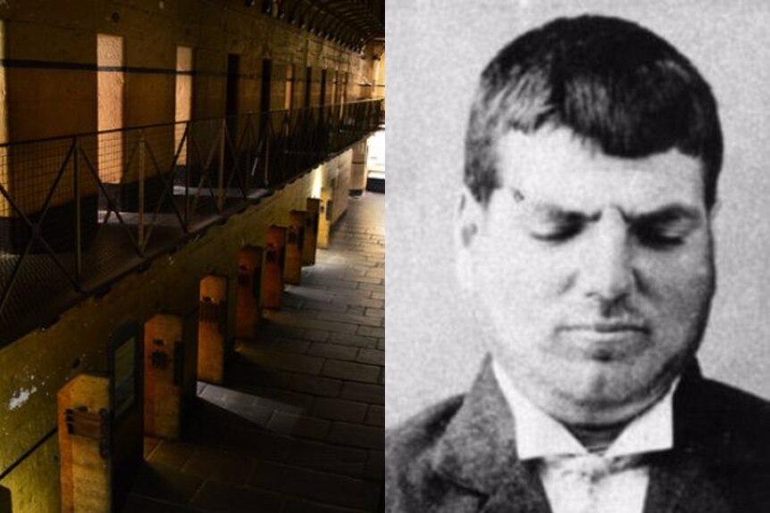Composite photo of Boggo Road jail cells and former inmate Ernest Austin.