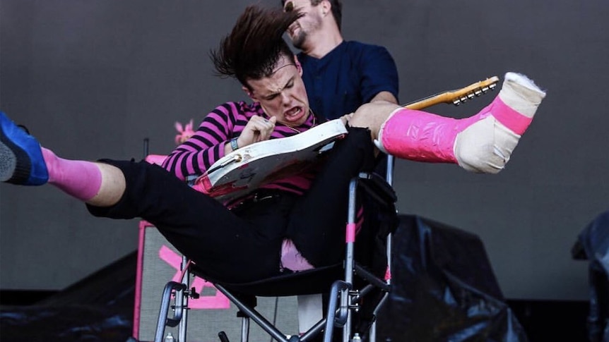 Yungblud performing in a wheelchair at Austin City Limits festival 2018