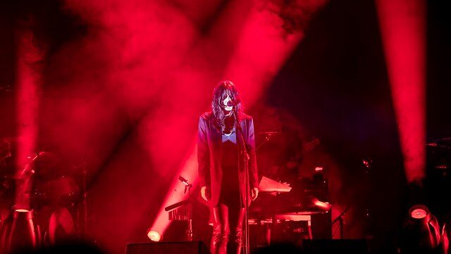 Sharon van Etten and band playing at the Odeon for Dark Mofo, Hobart, 2019.