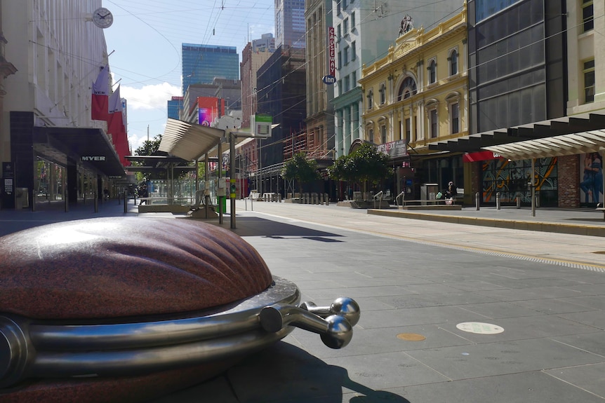 An empty street in Melbourne's CBD