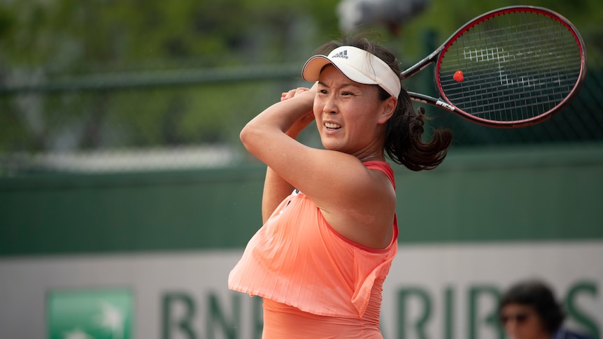 Peng Shuai hits a backhand shot