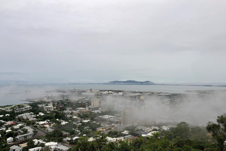 Rain over Townsville yesterday, taken from Castle Hill.