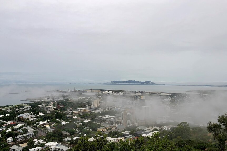 Rain over Townsville yesterday, taken from Castle Hill.