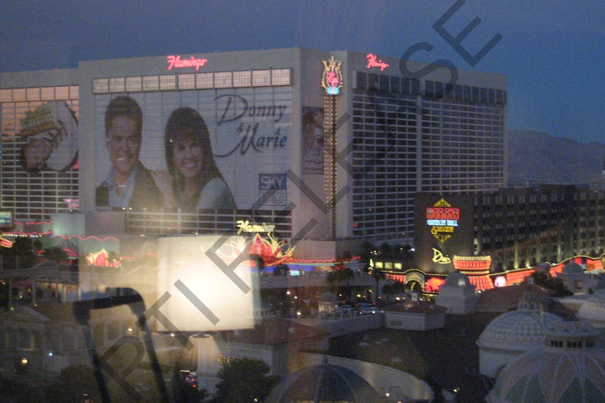 Photo of Flamingo Hotel in Las Vegas in the USA at night, released under RTI document.