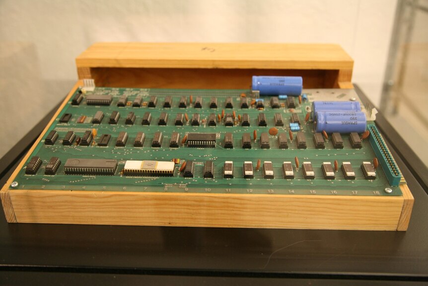 The Apple 1 computer, released in 1976.