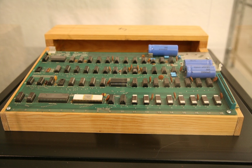 The Apple 1 computer, released in 1976.