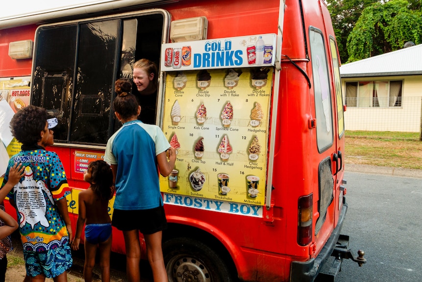 Kids line up for ice creams.