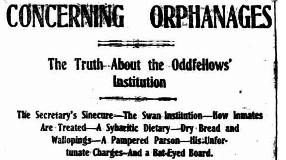 Headlines in a letter to the Sunday Times about the Oddfellows orphanage,  Sunday 6 January 1907.