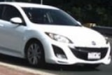 A white Mazda 3 stolen on the Gold Coast