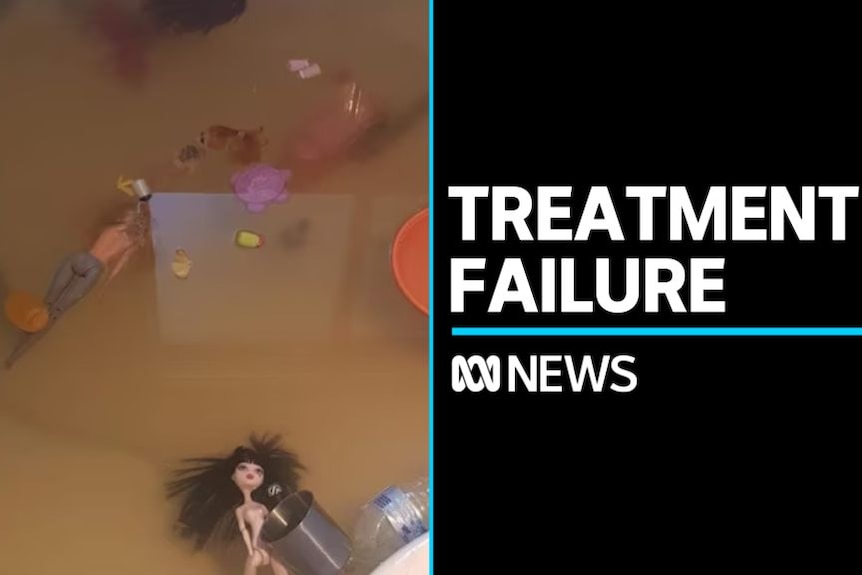 Treatment Failure: Toys floating in murky brown water