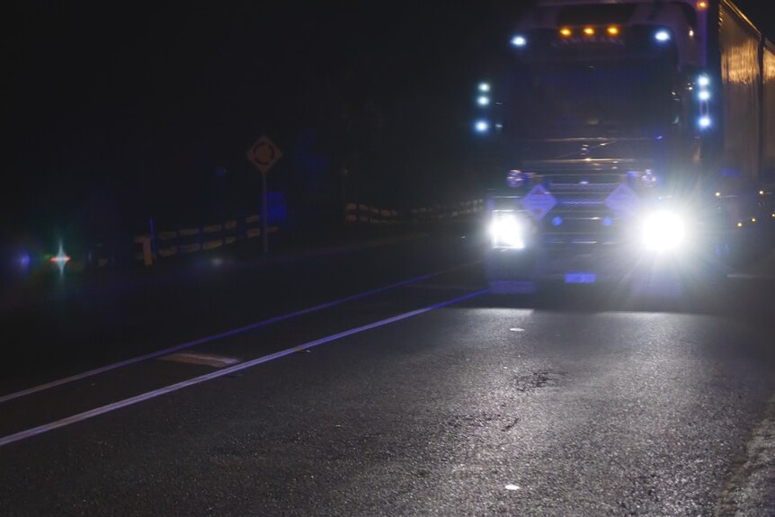 Freight truck driving through WA police checkpoint