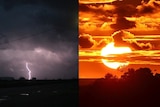 A composite image of lightning and heat