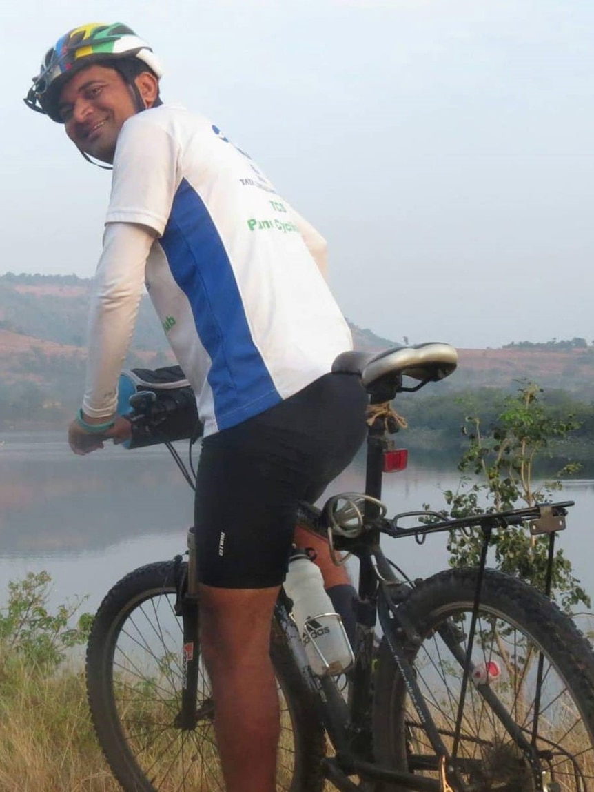 A man on a bike in India