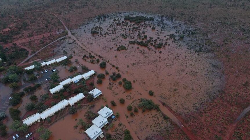 Flooding at Yulara village, the tourism hub which services visitors to Uluru