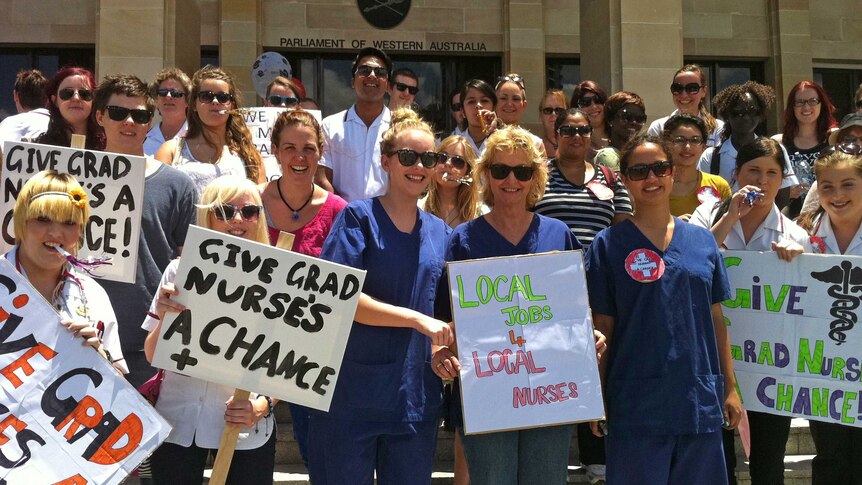 Nursing graduates rally outside parliament