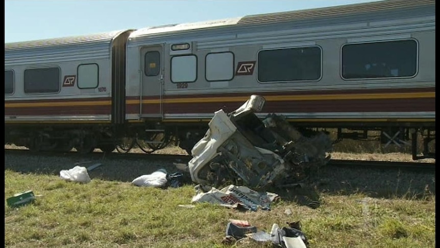 The Sunlander passenger train crashed into a truck at Bambaroo just before 11:00am (AEST).