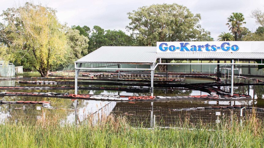 Go-kart track inundated with floodaters at Bobs Farm