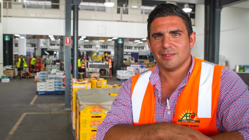 Anthony Joseph, director of Alfred E Chave worked through the floods at the Brisbane Markets in Rocklea.