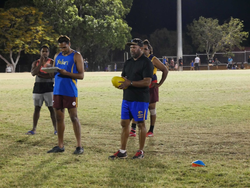 Coach Clinton Cox with the Hawks at training