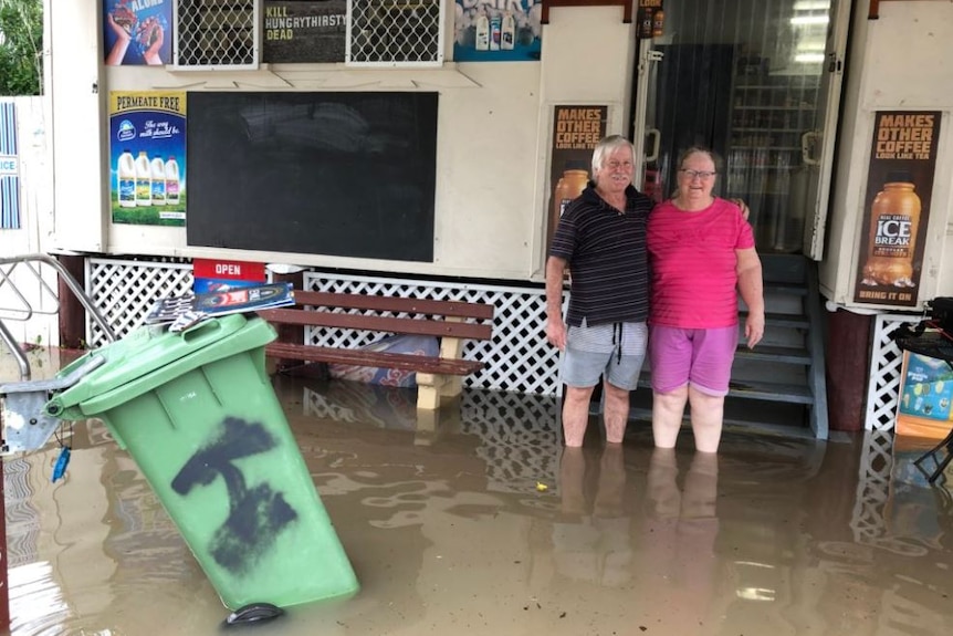 Townsville shopkeepers Frank and Barb in the flood zone