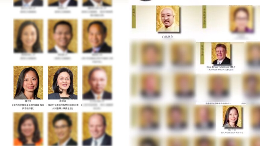 composite of two organisational charts with faces blurred and not blurred