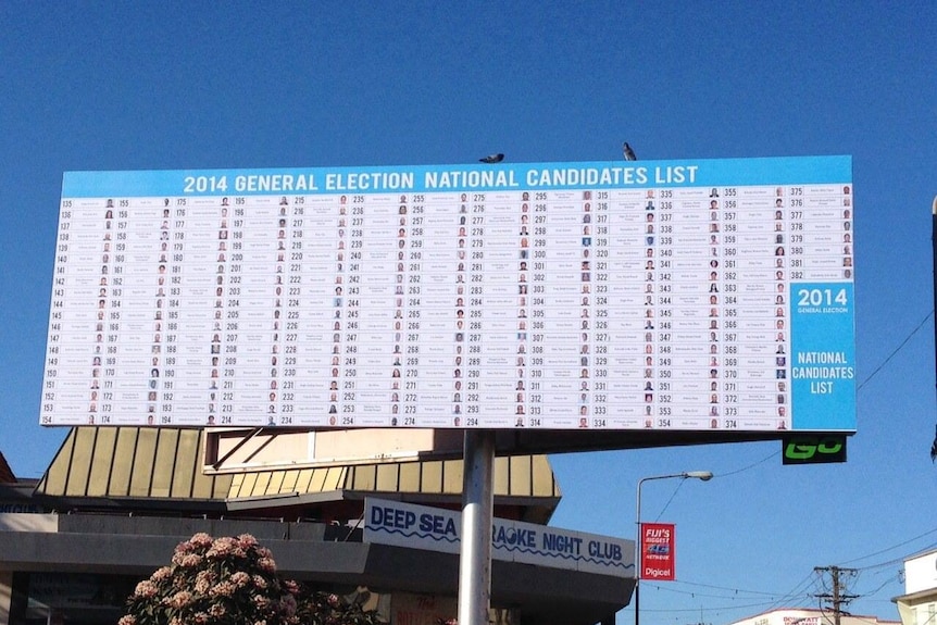 Fiji candidates billboard