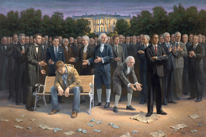 Jon McNaughton CROSSING SWAMP 16x24 Signed Donald Trump George Washington Art 