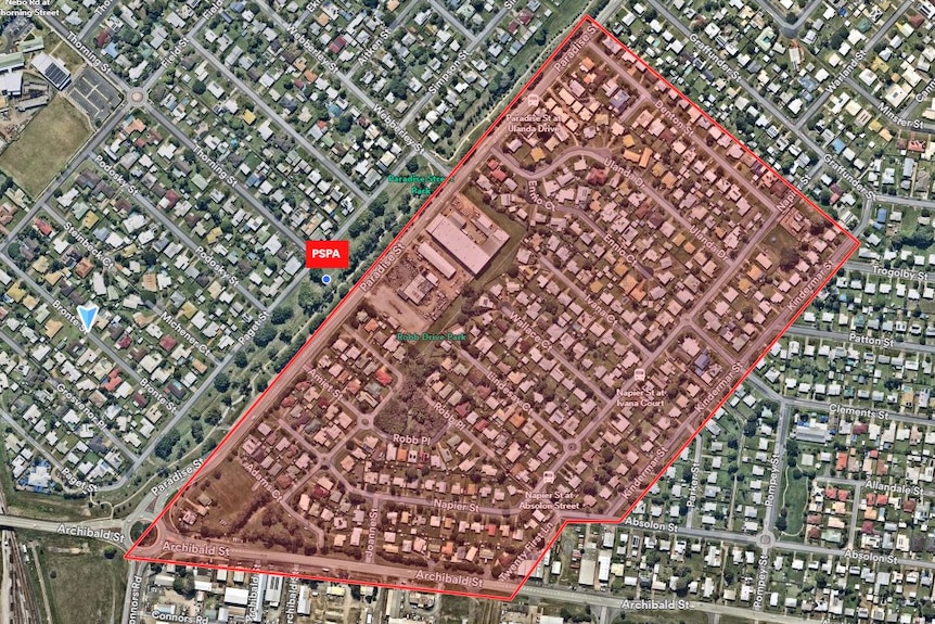 A map shows a PSPA over Robb Place, Paradise Street, Archibald Street, Kindermar Street and Denton Street.
