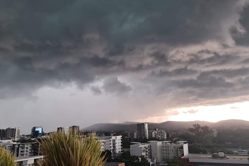 Dark storm clouds roll over Mount Coot-tha in Brisbane on March 2, 2021