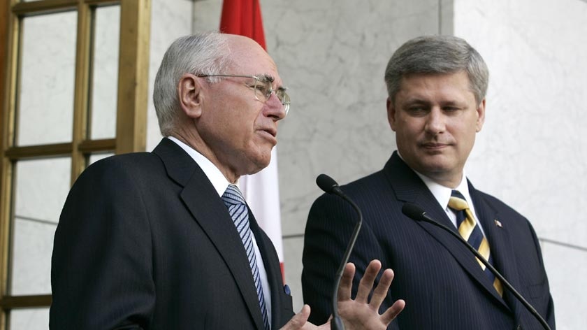 Mr Harper says Canada will not be taking over the role of the Dutch contingent in Afghanistan.