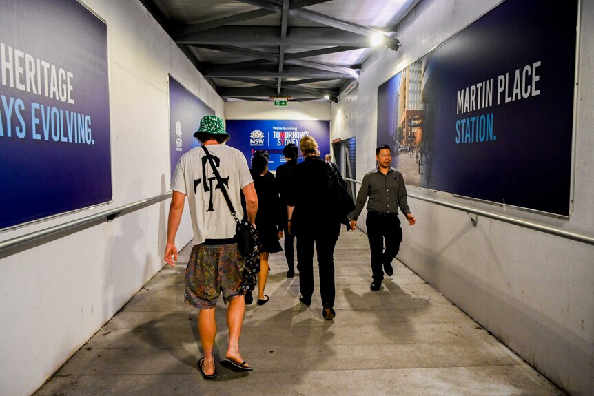 A tunnel weaving its way underground at Martin Place