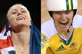 LtoR Sally Pearson and Anna Meares after winning gold.