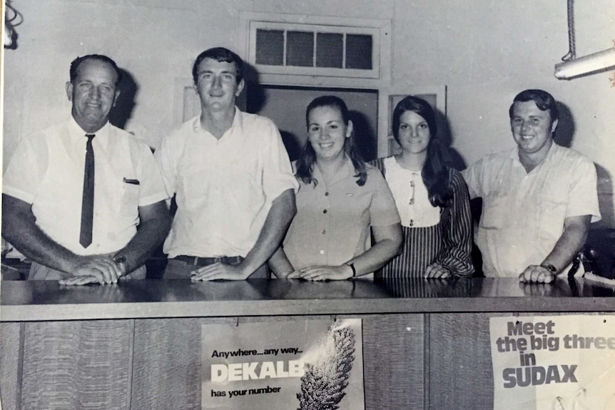 Black and white photo of Terry Ray and colleagues