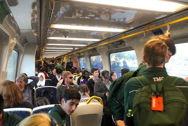 A full train carriage along the Gawler line in South Australia