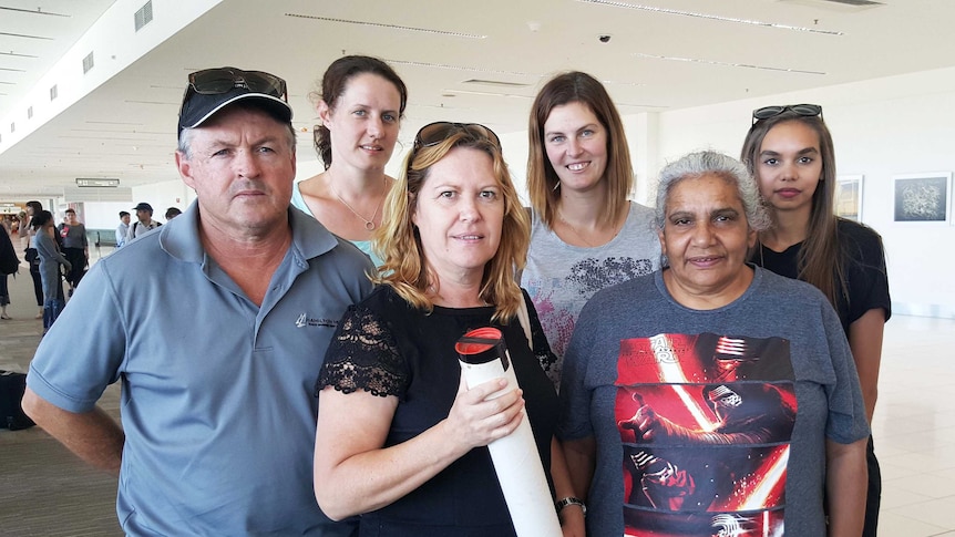 Peter Woolford, Toni Scott and Regina MacKenzie depart Adelaide Airport.