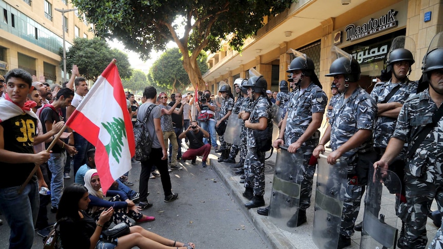 Protestors in Beirut