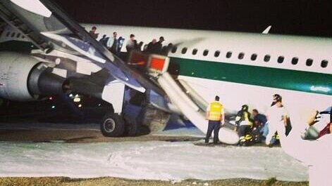 Passengers disembark from Airbus A320