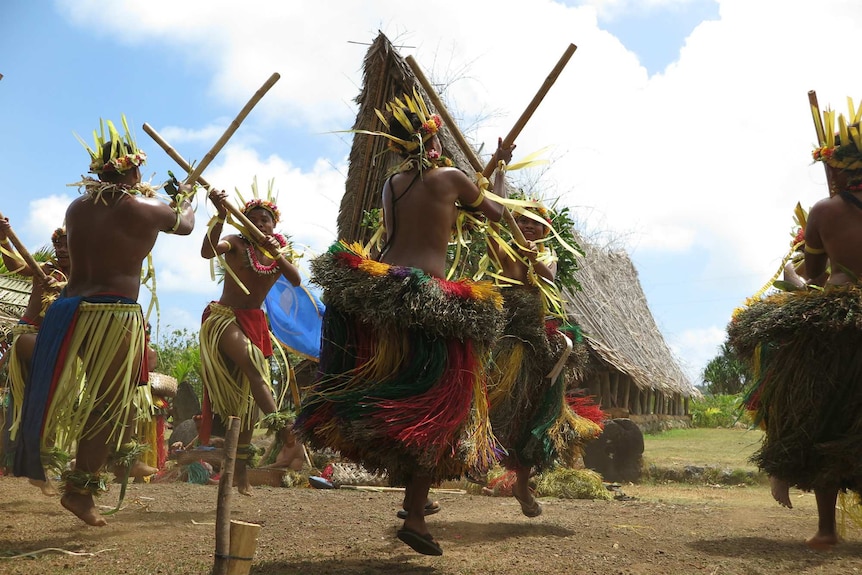 A traditional dance takes place on the island of Yap.