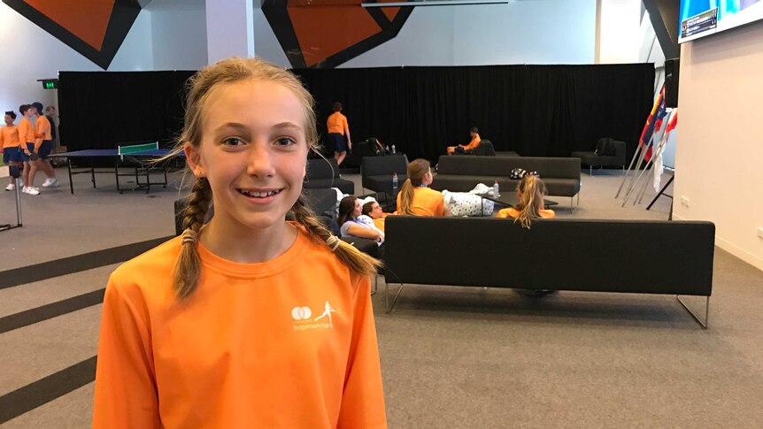 13 year old Hopman Cup ball kid Harriet Wildberger at the backstage area of the Perth Arena