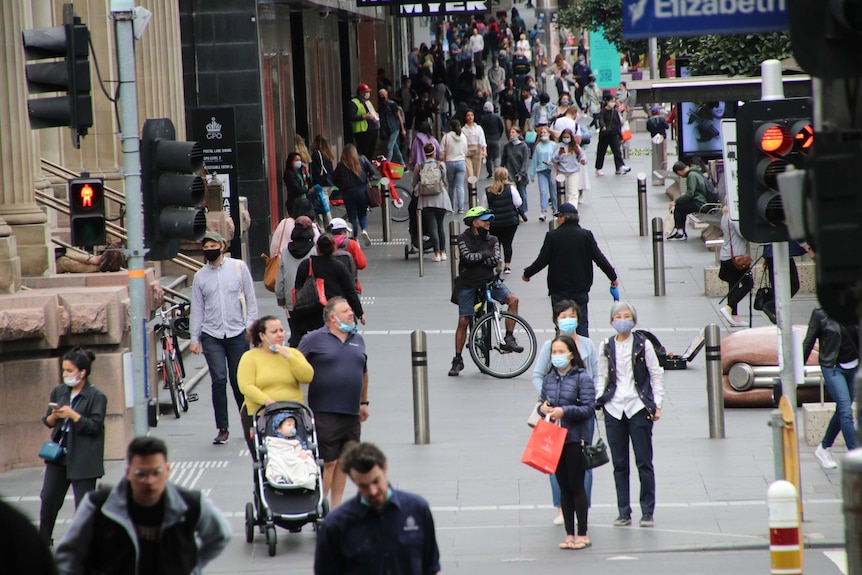 A picture of people walking in the Bourke Street mall in Melbourne's CBD.