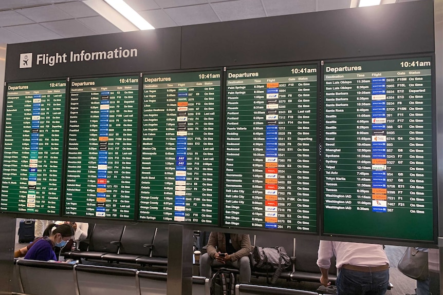 Flight information board at San Francisco airport.