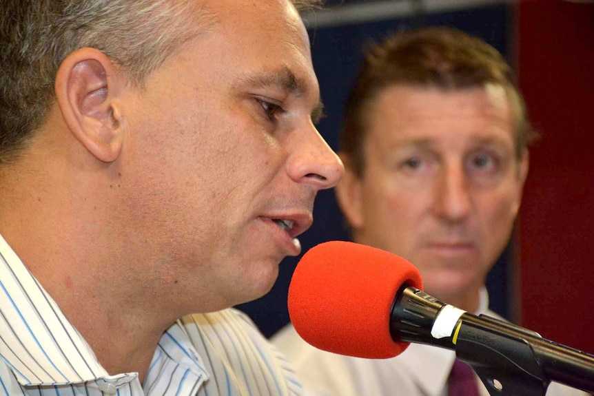 Adam Giles and Willem Westra van Holthe, on Darwin ABC radio, a day after Mr Westra challenged Mr Giles for his job