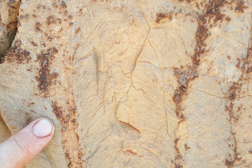 photo of a rock with a finger