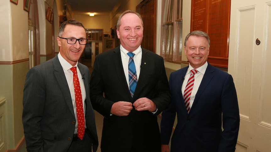 Richard Di Natale, Barnaby Joyce and Joel Fitzgibbon