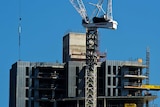 Crane on a Melbourne Southbank apartment building construction site